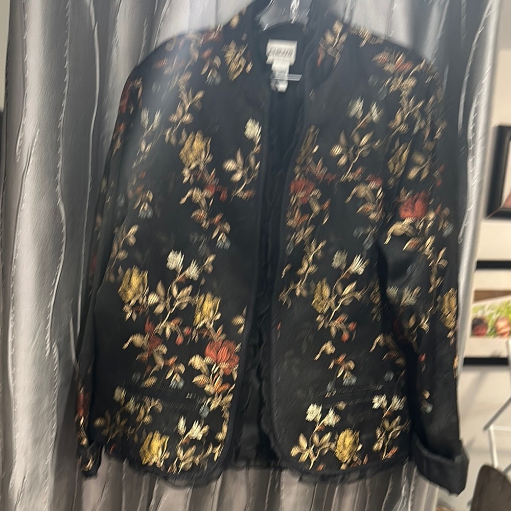 Floral Embroidered Black Jacket